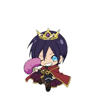 👑 anime, chibi, king, crown, cartoon, cute, royalty whatsapp sticker