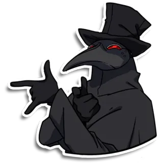 🤟 Pestdoktor, Sticker, Fingerpistole, Geste, Hut, Maske, Zeigen telegram sticker