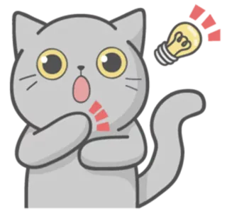 😮 kat, gloeilamp, idee, schattig, dier, sticker telegram sticker