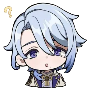 🤨 Kamisato Ayato Genshin Impact Kamisato Ayato, Genshin Impact, animé, jeu vidéo, personnage, point d'interrogation, autocollant, perplexe whatsapp sticker