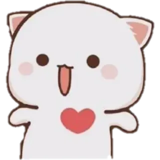 😗 kucing, hati, imut, kawaii, stiker, binatang, kartun, persik telegram sticker