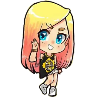 ✋ Чиби, Мультфильм, Девушка, Блондинка, Милый, Иллюстрация, Стикер telegram sticker