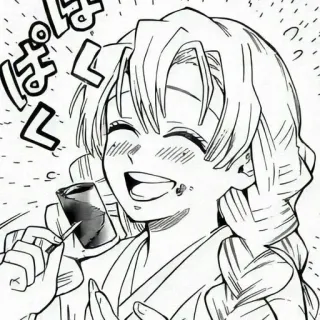 💗 ぱく anime, manga, smiling, happy, eating telegram sticker