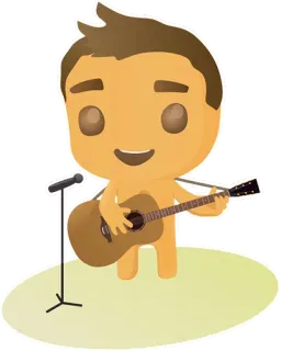 🎸 cartone animato, cantante, chitarra, musica, microfono, artista telegram sticker