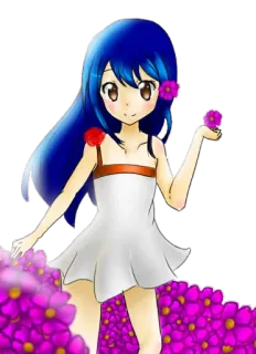 😊 Anime, Mädchen, Blumen, Kleid, Süß, Cartoon telegram sticker