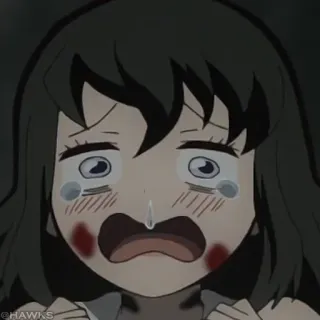 🏮 anime, chorando, sangue, ferido whatsapp sticker