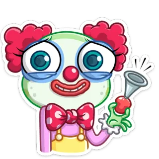 🤡 клоун, плачущий, грустный, рог, мультфильм, стикер, эмодзи telegram sticker