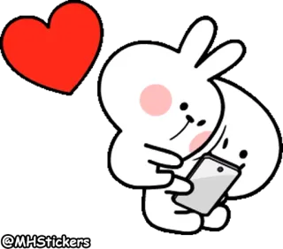 ❤️ @MHStickers coniglio, cuore, amore, carino, cartone animato, adesivo telegram sticker