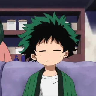 🥦 Izuku Midoriya My Hero Academia 애니메이션, 캐릭터, 졸린, 소년, 미도리야 이즈쿠, 나의 히어로 아카데미아 telegram sticker