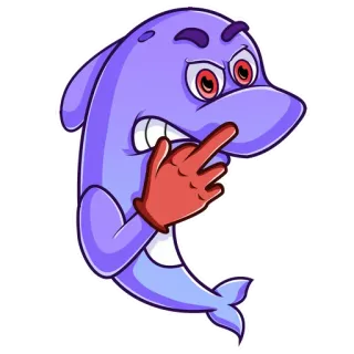 🖕 dauphin, dessin animé, geste obscène, doigt d'honneur, en colère, humour telegram sticker