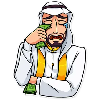 😭 pria, menangis, uang, sedih, arab, timur tengah telegram sticker
