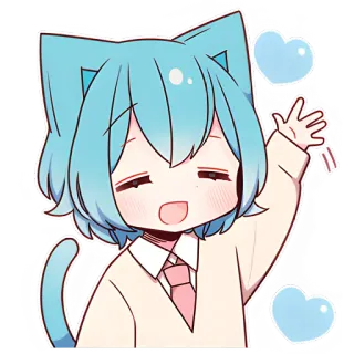 🙋 อนิเมะ, คาวาอิ, แมว, น่ารัก, จิบิ, การ์ตูน telegram sticker