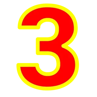 3️⃣ Номер 3, Три, Красный, Желтый whatsapp sticker