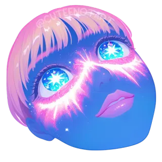 🌌 @CUTEENOTADOLL doll, galaxy, eyes, cute, pastel, art telegram sticker