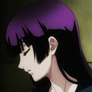 🕸 animé, femme, cheveux violets, dessin animé whatsapp sticker