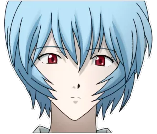 😕 Rei Ayanami Neon Genesis Evangelion Аниме, Манга, Рей Аянами, Евангелион, голубые волосы, красные глаза whatsapp sticker