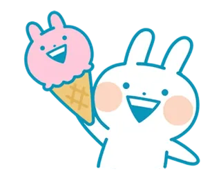 ☀ conejo, helado, kawaii, dibujos animados, lindo, conejito, postre telegram sticker