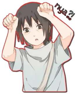 😯 nya..?! anime, kucing, anak laki-laki, lucu telegram sticker