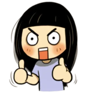 👍 Cartoon, Mädchen, Wütend, Mittelfinger, Beleidigend, Geste telegram sticker