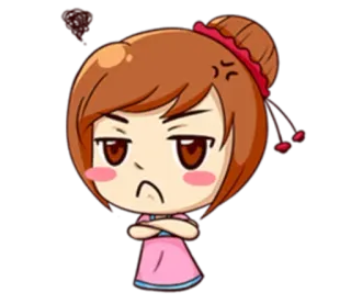 😥 Desenho animado, Menina, Brava, Chateada, Fofa, Adesivo whatsapp sticker