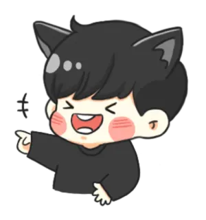 🤣 telinga kucing, kartun, anime, senang, menunjuk, imut, chibi whatsapp sticker