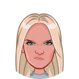 😠 boos, van streek, cartoon, blond, vrouw, uitdrukking telegram sticker