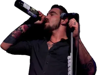 🍾 man, singer, microphone, bottle, drinking, performance telegram sticker