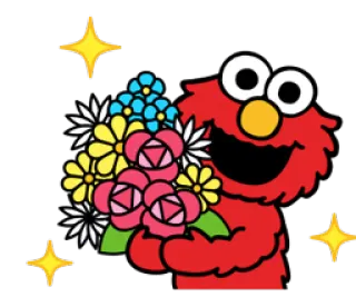 💐 Elmo Elmo, Sesamstraße, Blumen, Cartoon whatsapp sticker
