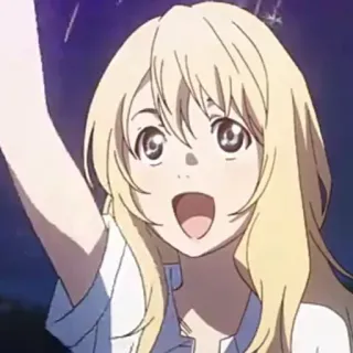 🤍 Kaori Miyazono Your Lie in April anime, blonde hair, happy, girl, character, your lie in april, kaori miyazono telegram sticker