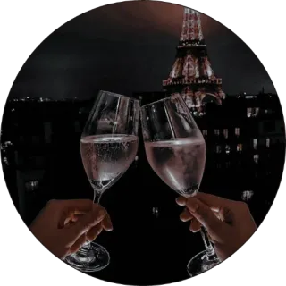 💭 wine glasses, Paris, Eiffel Tower, celebration, romantic, night, cityscape telegram sticker