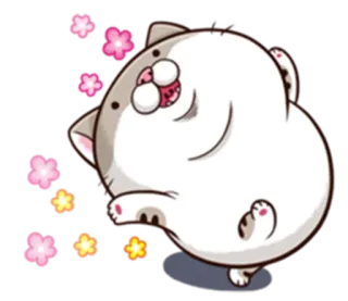 🌼 Katze, Tier, niedlich, Sticker, Cartoon, Illustration, rosa Blumen whatsapp sticker