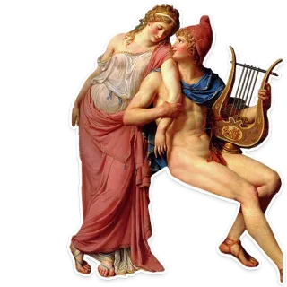 🎸 classical art, nude, mythology, ancient Greece, love, couple telegram sticker