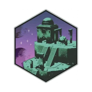 🏛️ building, architecture, fantasy, temple, stars, hexagon telegram sticker