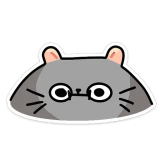 😐 chat, animal, mignon, dessin animé, autocollant, gris telegram sticker