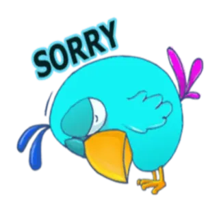 😞 SORRY désolé, oiseau, dessin animé, excuses, mignon, autocollant telegram sticker