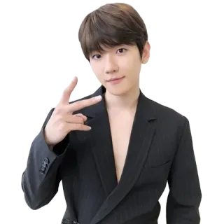 ✌️ homme, portrait, costume, coréen, personne, mode whatsapp sticker