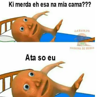 🤷 Ki merda eh esa na mia cama???
Ata so eu meme, funny, orange, bed, humor telegram sticker