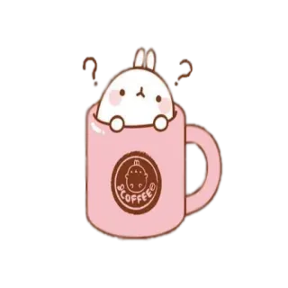 ❓ SCOFFEE Hase, Kaffee, süß, kawaii, Tasse, Fragezeichen telegram sticker