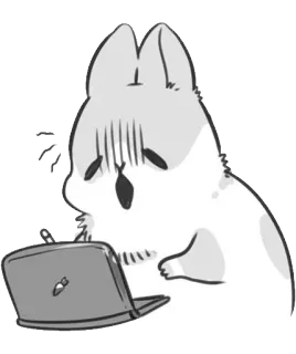 😱 kot, laptop, kreskówka, zszokowany, komputer, zaskoczony telegram sticker