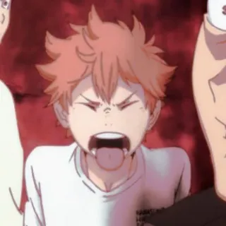 🏐 Hinata Shoyo Haikyuu!! Anime, Haikyuu, Hinata Shoyo, Tête drôle, Garçon, Langue whatsapp sticker