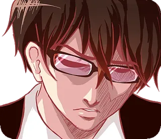 😐 Anime, Manga, Occhiali, Personaggio, Serio, Uomo, Illustrazione telegram sticker