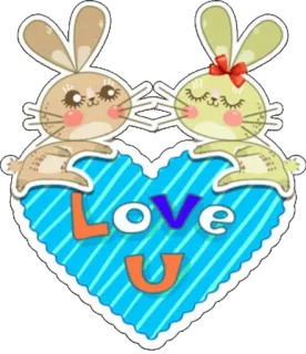 🐰 LOVE U bunny, love, cute, heart, romance, cartoon, sticker, animals telegram sticker