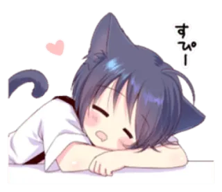 😴 すぴー kucing, tidur, anime, kawaii, imut, manga telegram sticker