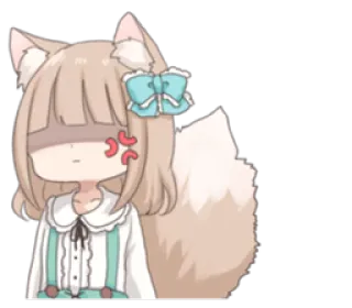 🙄 Anime, Kawaii, Fofo, Raposa, Irritado, Adesivo, Desenho animado whatsapp sticker