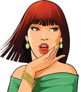 😲 femme, dessin animé, fille, baiser, bisou, rétro, pop art telegram sticker