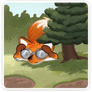 🦊 zorro, animal, gafas, naturaleza, dibujos animados, lindo telegram sticker