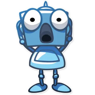 😱 robot, hoạt hình, xanh lam, sốc, nhân vật, nhãn dán telegram sticker