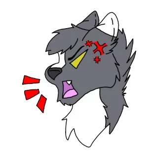 😡 en colère, loup, dessin animé, animal, frustration, expression, tête, sticker telegram sticker