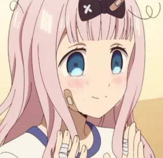 🥲 Chika Fujiwara Kaguya-sama: Love Is War Anime, Mädchen, Süß, Bandagen, Tränen whatsapp sticker