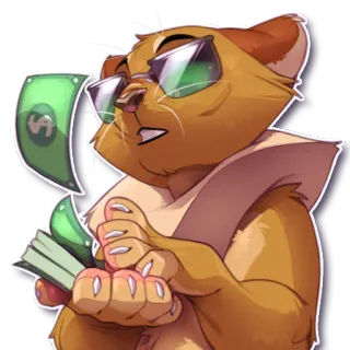 😎 gato, dinero, gafas de sol, efectivo, rico, animal, dólares telegram sticker